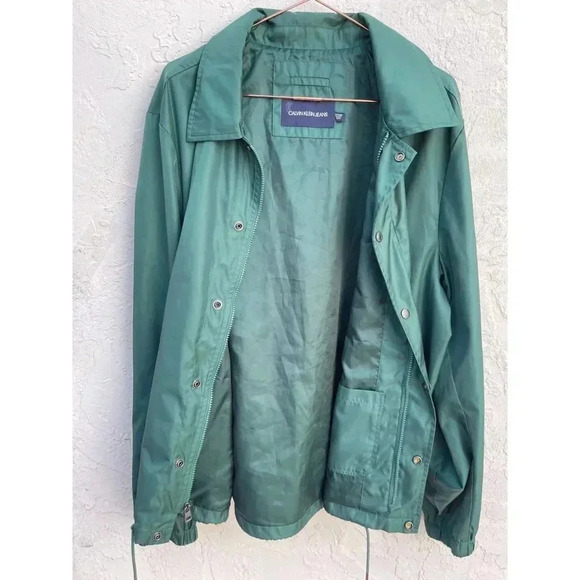 Calvin Klein Mens Long Sleeve Button Down Full Zip June Monogram Jacket Green XL - Picture 7 of 12
